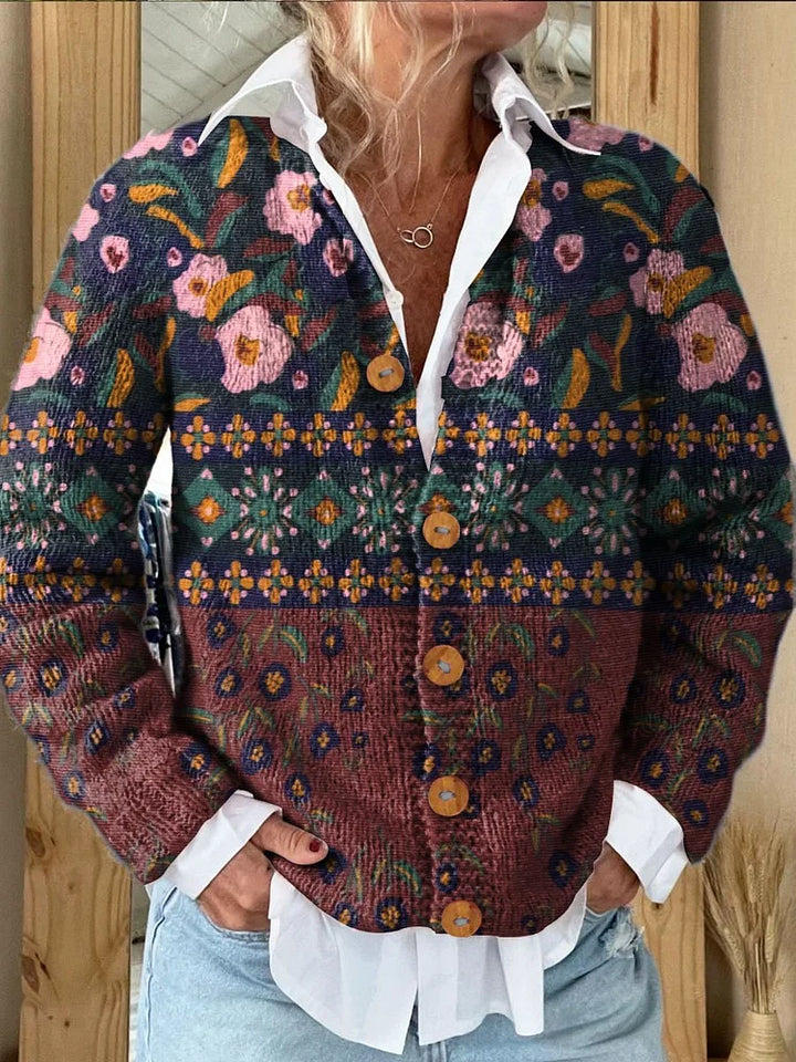 Emma™ | Stylish Floral Button-Up Knit Cardigan - Elle Melbourne