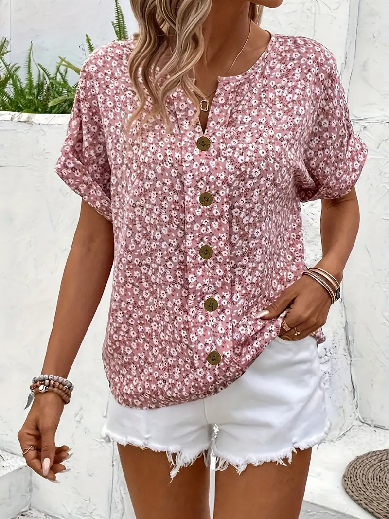 Wolena™ | Effortless Floral Button-Up Top - Elle Melbourne