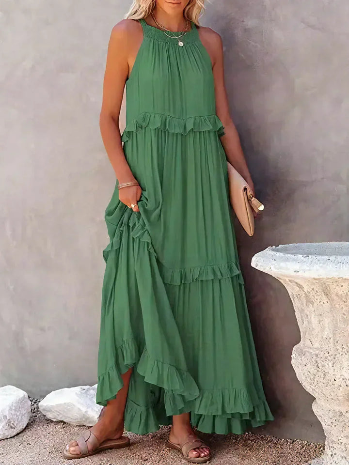 Emilia™ - Halter Ruffle Maxi Dress - Elle Melbourne
