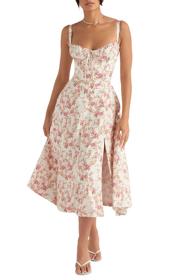 Freya | Stylish Floral Midi Dress - Elle Melbourne