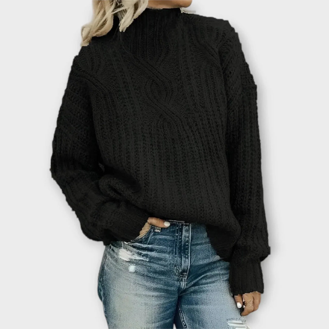 Eva™ | Cable Knit Sweater with High Neck - Elle Melbourne