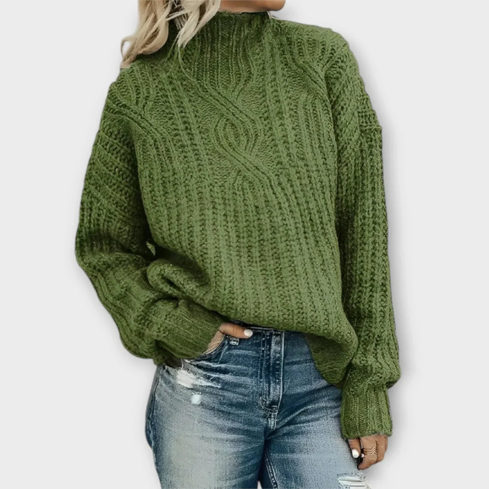 Eva™ | Cable Knit Sweater with High Neck - Elle Melbourne
