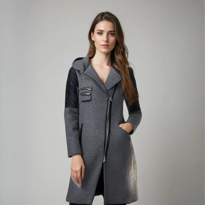 Daisy | Stylish Hooded Quilted Leather Sleeve Coat - Elle Melbourne
