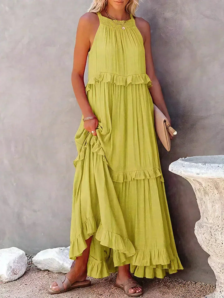 Emilia™ - Halter Ruffle Maxi Dress - Elle Melbourne