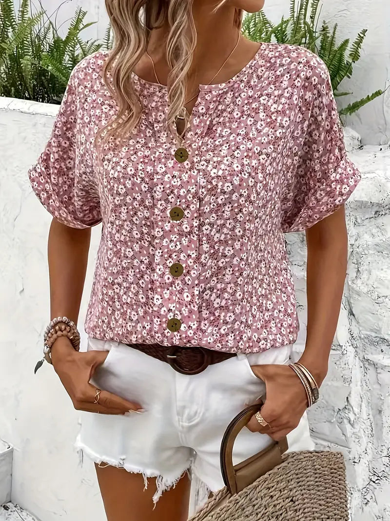 Wolena™ | Effortless Floral Button-Up Top - Elle Melbourne