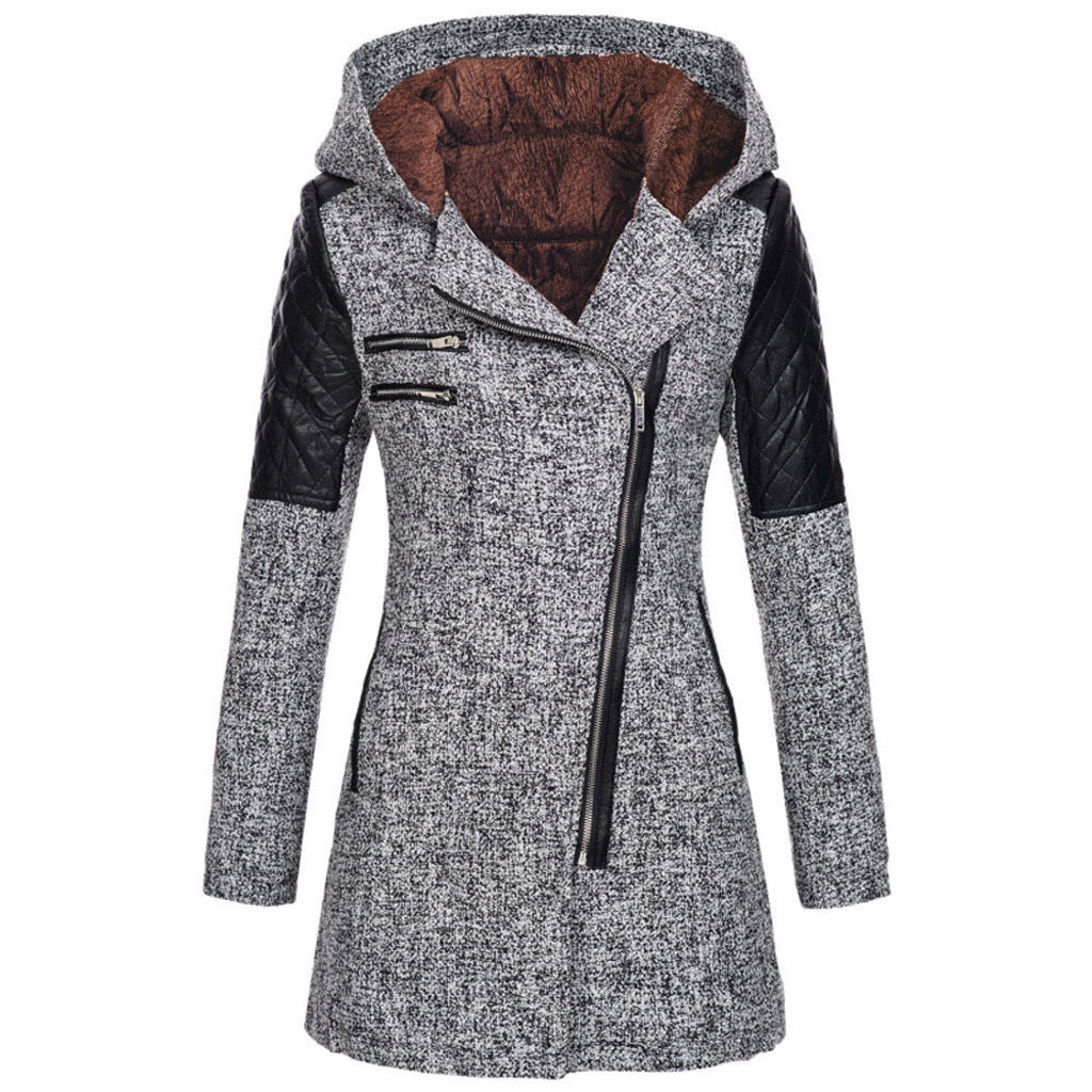 Daisy | Stylish Hooded Quilted Leather Sleeve Coat - Elle Melbourne