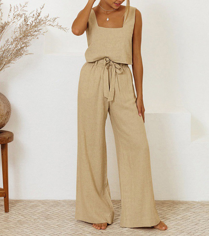 Megan™ - Minimalist Top and Wide-Leg Pants Set - Elle Melbourne