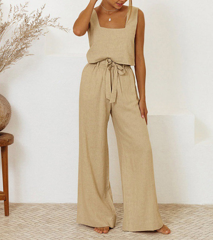 Megan™ - Minimalist Top and Wide-Leg Pants Set - Elle Melbourne