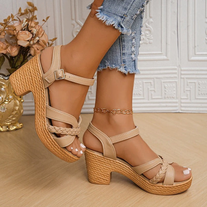 Bella | Stylish Braided Strap Heeled Sandals - Elle Melbourne
