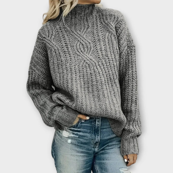 Eva™ | Cable Knit Sweater with High Neck - Elle Melbourne