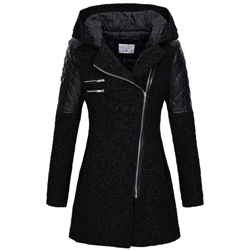 Daisy | Stylish Hooded Quilted Leather Sleeve Coat - Elle Melbourne