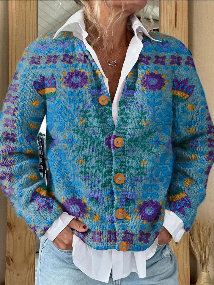 Emma™ | Stylish Floral Button-Up Knit Cardigan - Elle Melbourne