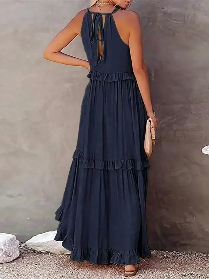 Meara™ | Elegant Halter Ruffle Maxi Dress - Elle Melbourne