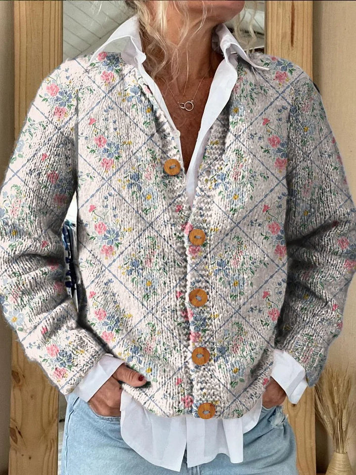 Emma™ | Stylish Floral Button-Up Knit Cardigan - Elle Melbourne