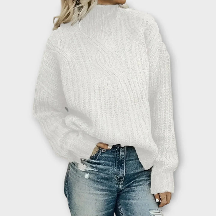 Eva™ | Cable Knit Sweater with High Neck - Elle Melbourne