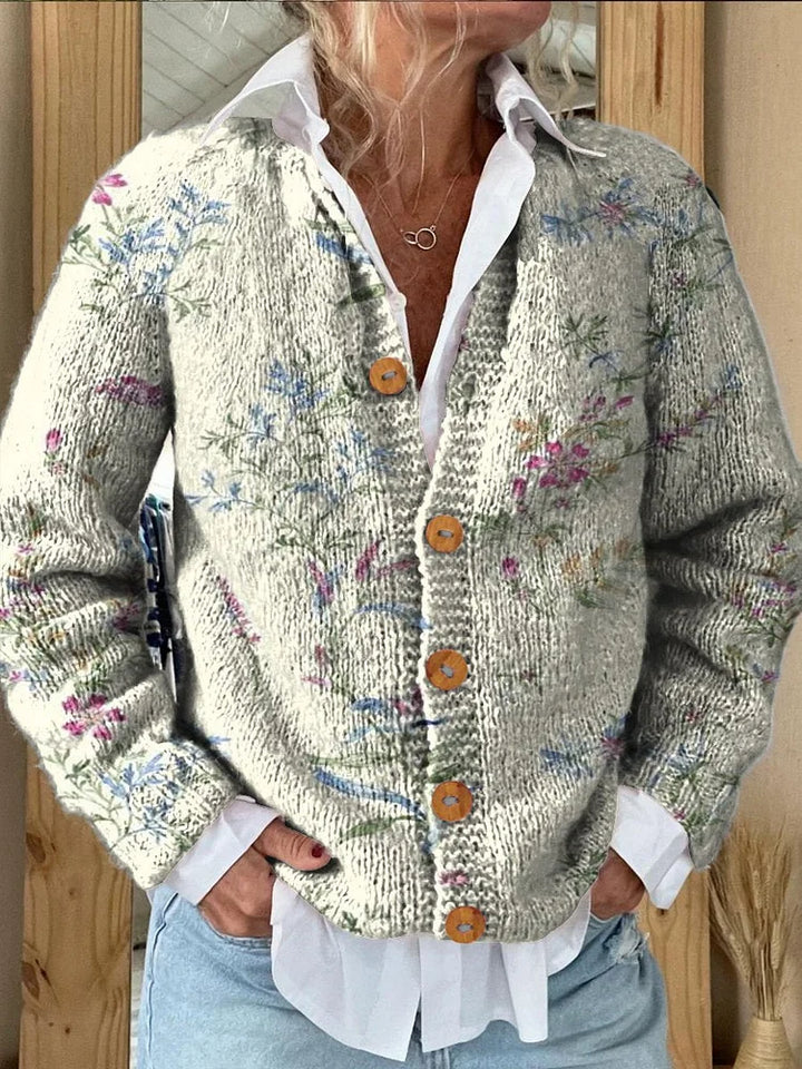Emma™ | Stylish Floral Button-Up Knit Cardigan - Elle Melbourne