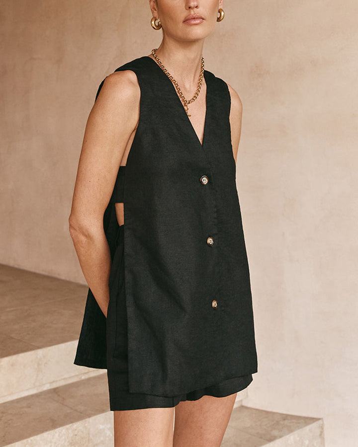 Fiona™ - Sleeveless Buttoned Set - Elle Melbourne