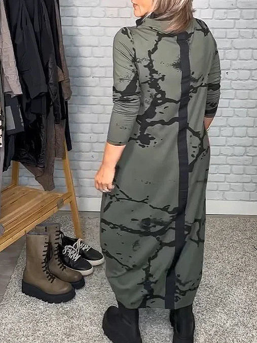 Naomi | Stylish Abstract Print Midi Dress - Elle Melbourne