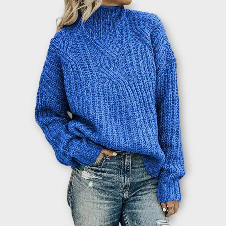 Eva™ | Cable Knit Sweater with High Neck - Elle Melbourne