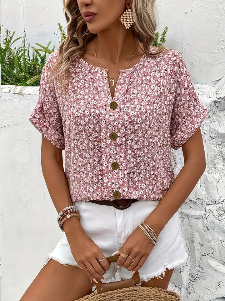 Wolena™ | Effortless Floral Button-Up Top - Elle Melbourne