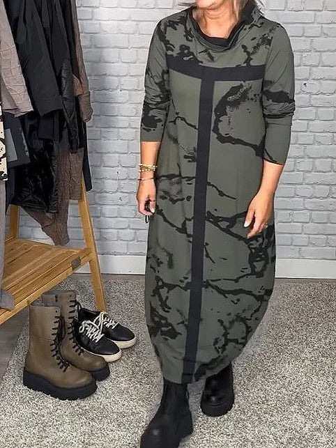 Naomi | Stylish Abstract Print Midi Dress - Elle Melbourne