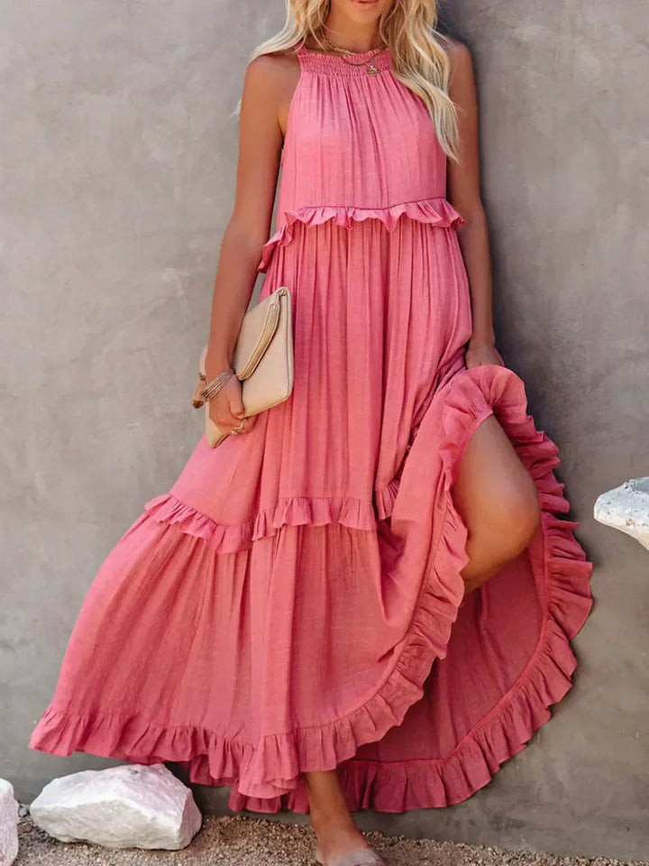 Meara™ | Elegant Halter Ruffle Maxi Dress - Elle Melbourne