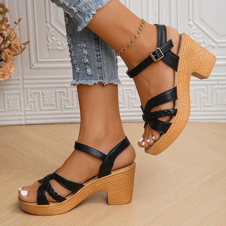 Bella | Stylish Braided Strap Heeled Sandals - Elle Melbourne
