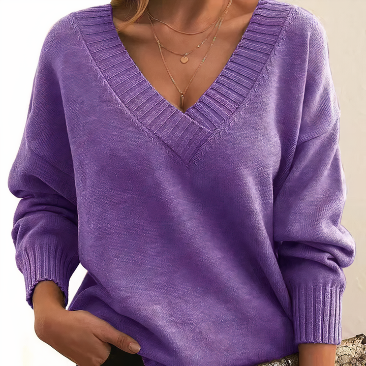 Beatrice | Stylish V-Neck Sweater - Elle Melbourne