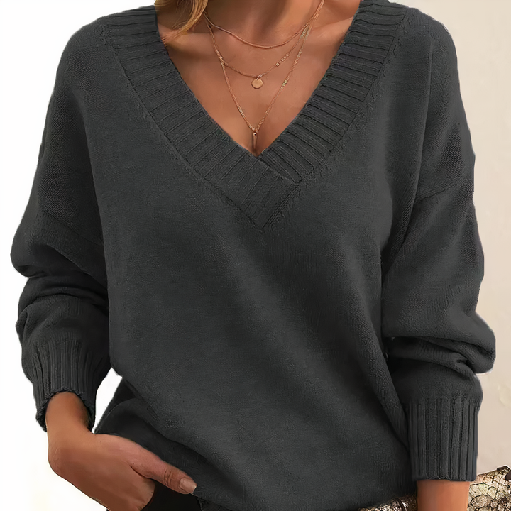 Beatrice | Stylish V-Neck Sweater - Elle Melbourne