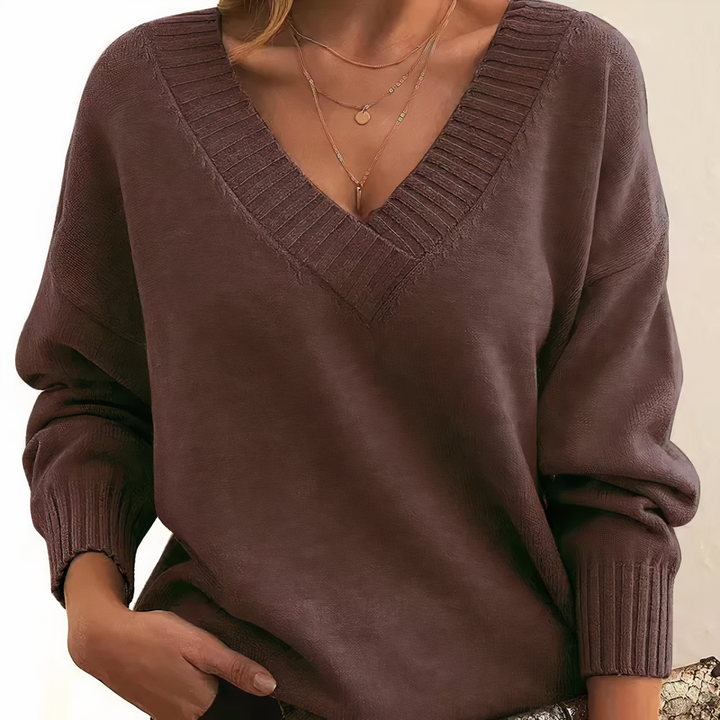 Beatrice | Stylish V-Neck Sweater - Elle Melbourne