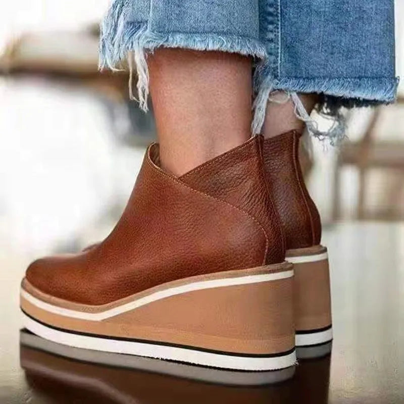 Emilia™ | Stylish Wedge Ankle Boots - Elle Melbourne