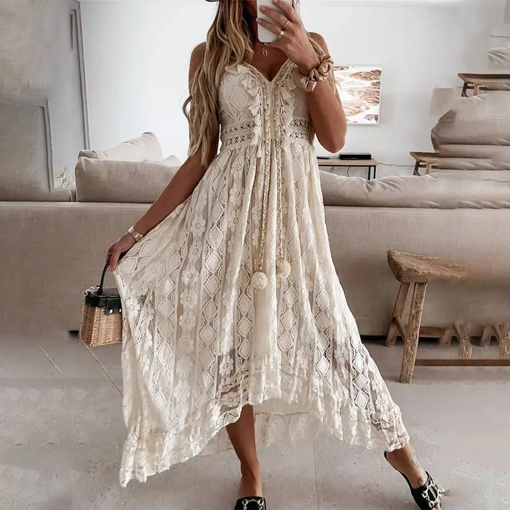 Stine | Stylish Lace Maxi Dress - Elle Melbourne