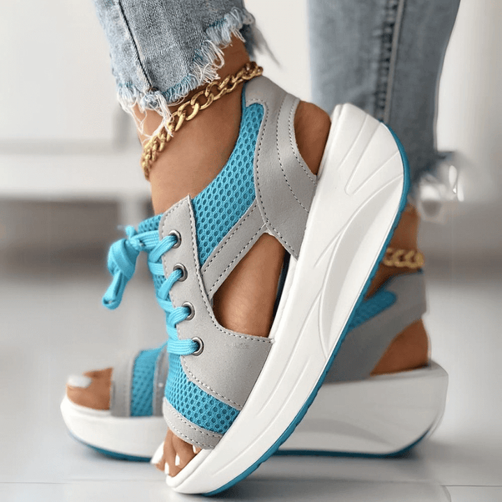 Lucia | Stylish Mesh Wedge Sneakers - Elle Melbourne