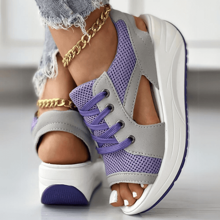 Lucia | Stylish Mesh Wedge Sneakers - Elle Melbourne