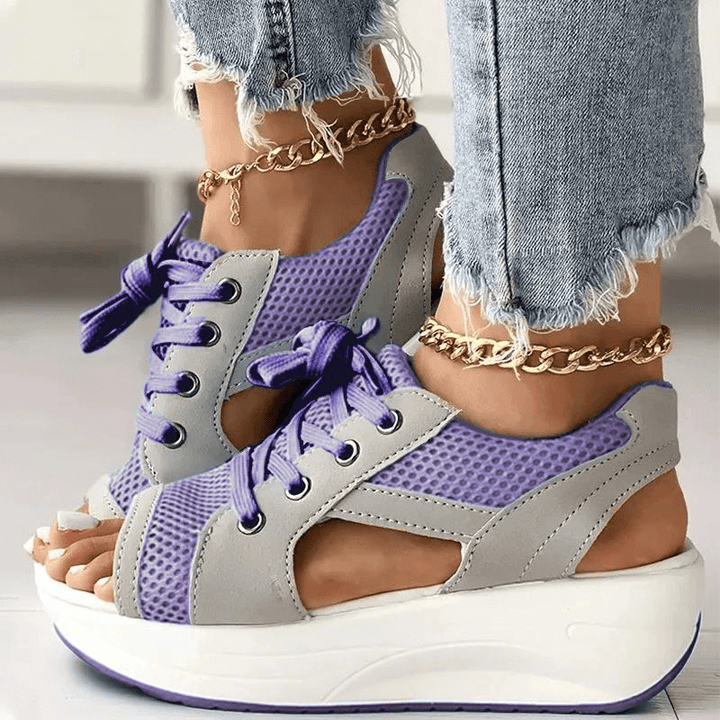 Lucia | Stylish Mesh Wedge Sneakers - Elle Melbourne
