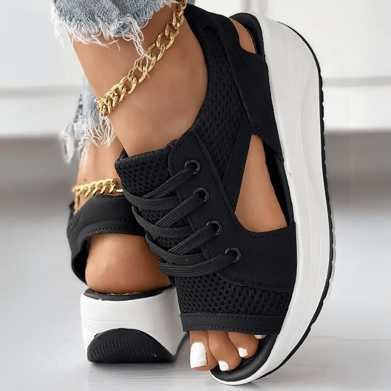 Lucia | Stylish Mesh Wedge Sneakers - Elle Melbourne