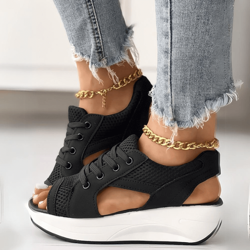 Lucia | Stylish Mesh Wedge Sneakers - Elle Melbourne