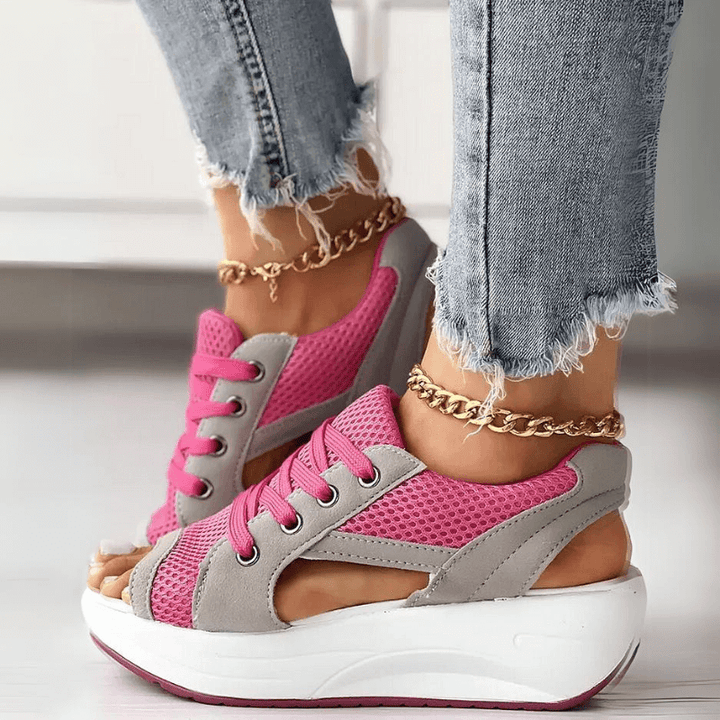 Lucia | Stylish Mesh Wedge Sneakers - Elle Melbourne