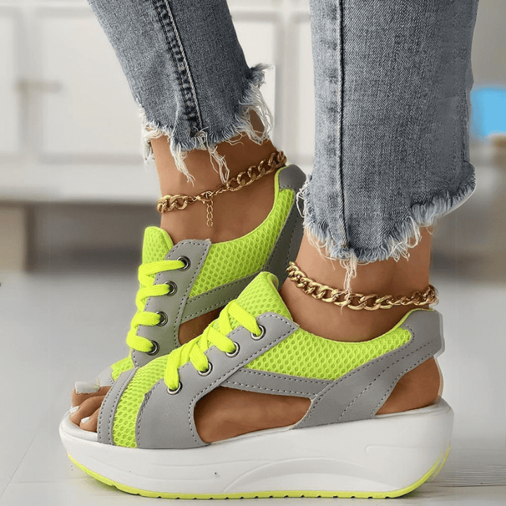 Lucia | Stylish Mesh Wedge Sneakers - Elle Melbourne