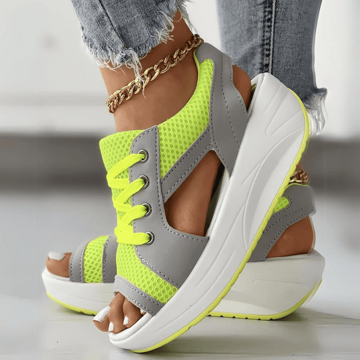 Lucia | Stylish Mesh Wedge Sneakers - Elle Melbourne
