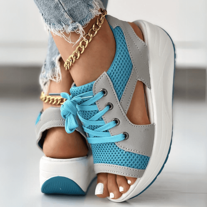 Lucia | Stylish Mesh Wedge Sneakers - Elle Melbourne