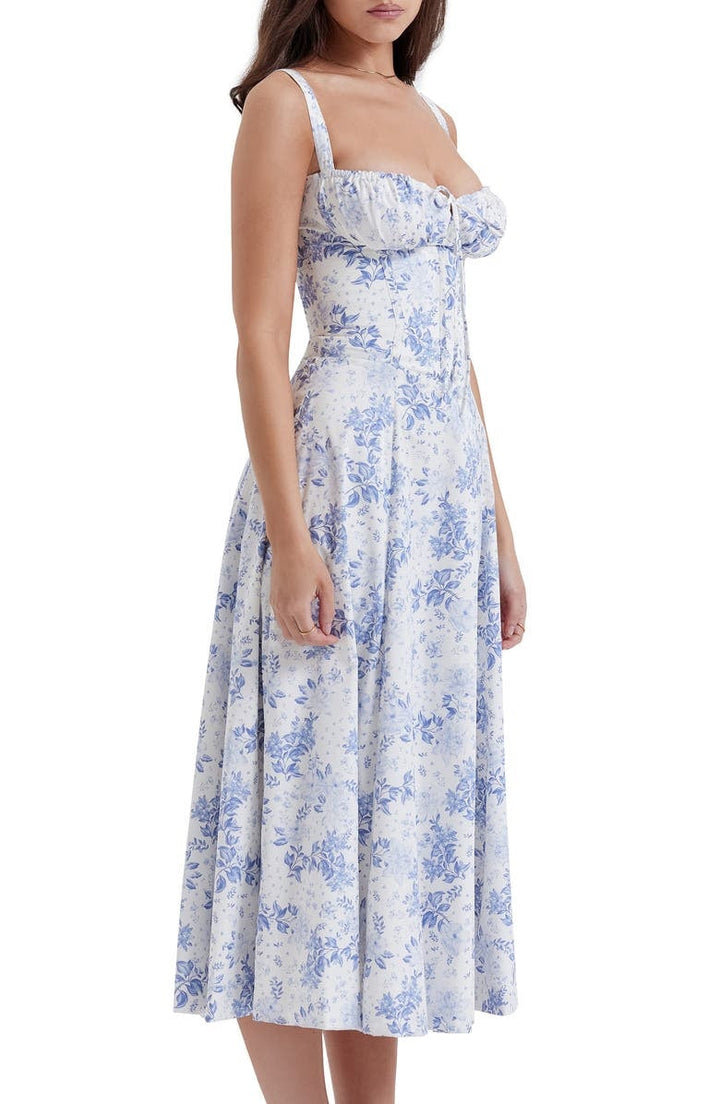 Freya | Stylish Floral Midi Dress - Elle Melbourne