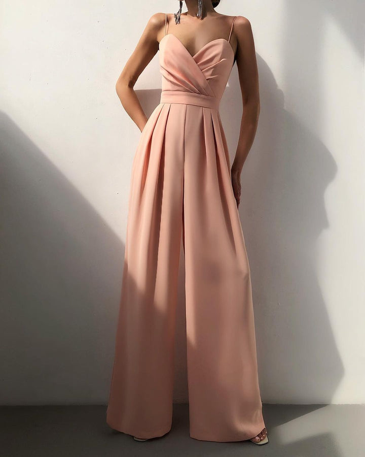 Freya | Elegant Spaghetti Strap Wide-Leg Jumpsuit - Elle Melbourne