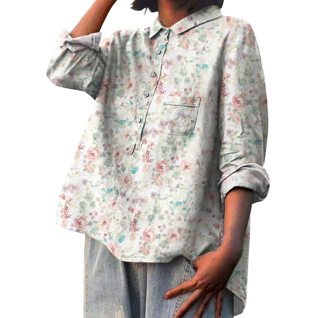 Lora™ | Stylish Floral Button-Up Shirt