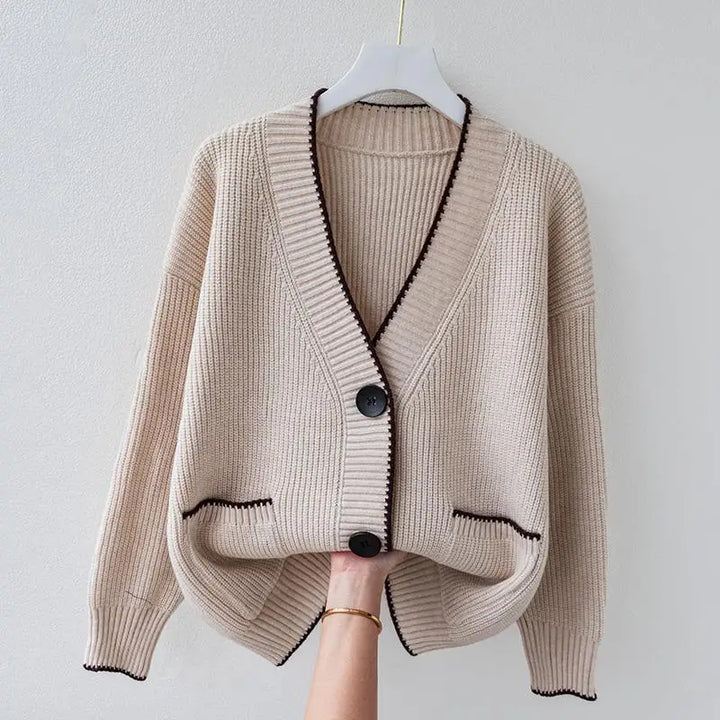 Flora™ | Knit Cardigan with Contrasting Trim - Elle Melbourne