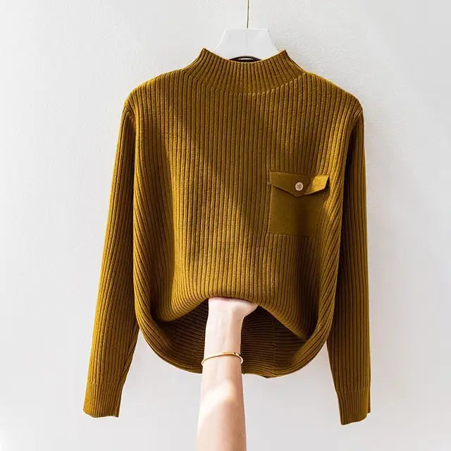 Deborah™ | Chic Pocket Ribbed Sweater - Elle Melbourne