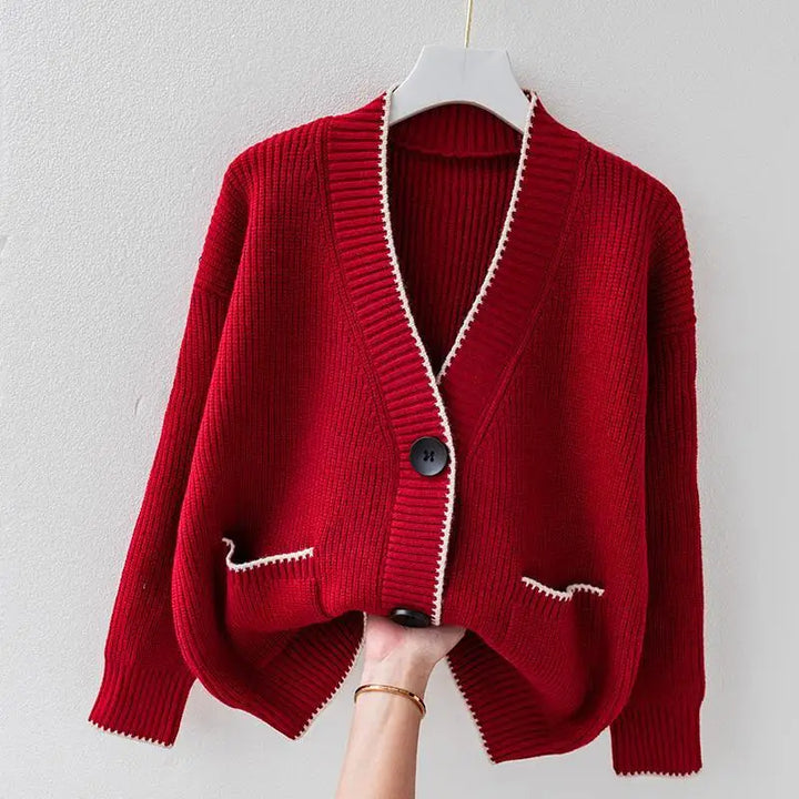 Flora™ | Knit Cardigan with Contrasting Trim - Elle Melbourne