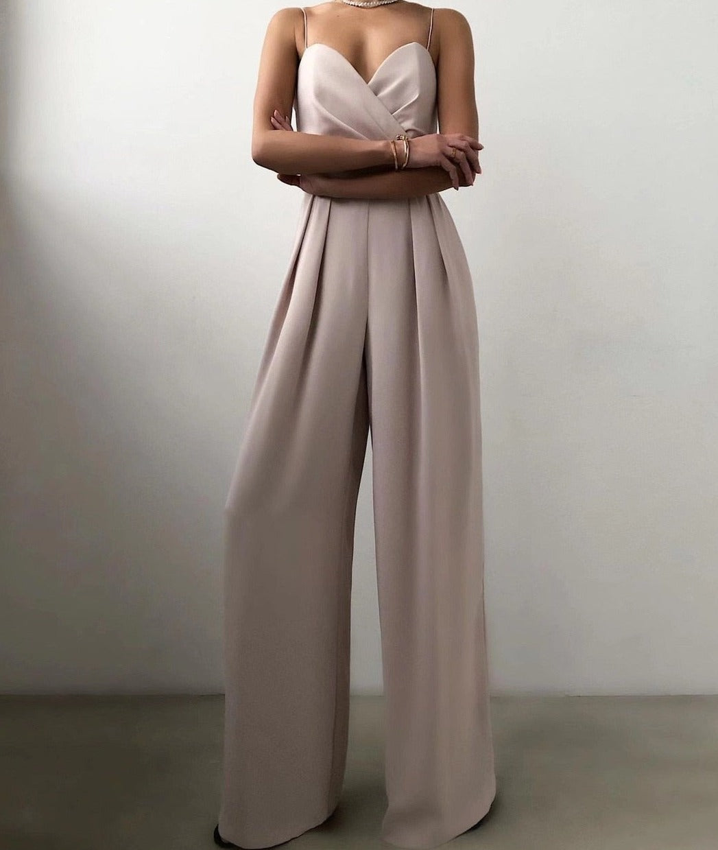 Freya | Elegant Spaghetti Strap Wide-Leg Jumpsuit - Elle Melbourne
