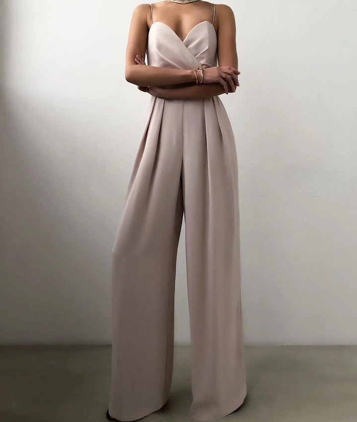 Freya | Elegant Spaghetti Strap Wide-Leg Jumpsuit - Elle Melbourne