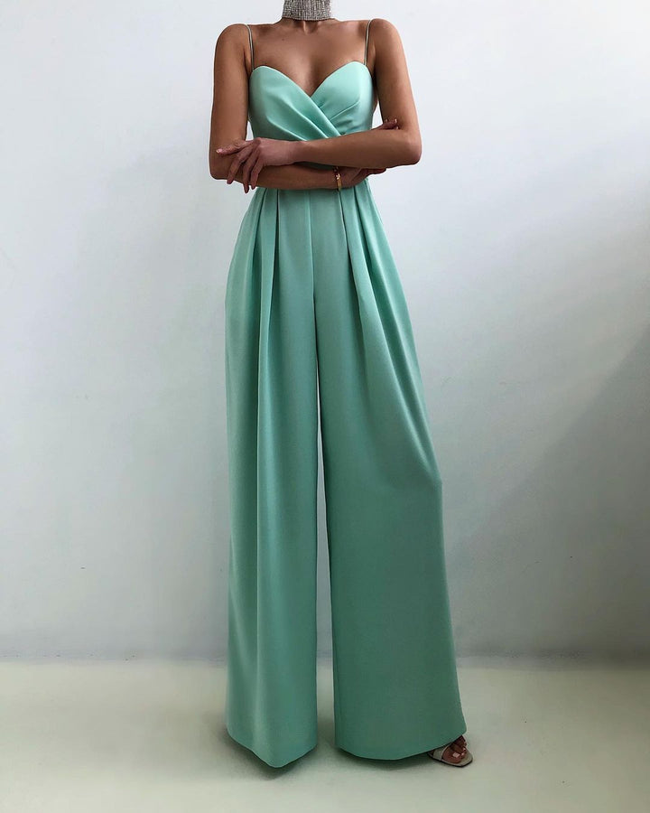 Freya | Elegant Spaghetti Strap Wide-Leg Jumpsuit - Elle Melbourne